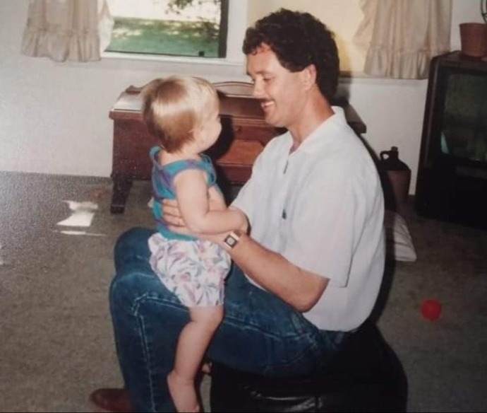 John Lumley with his son Forrest Lumley as a young child