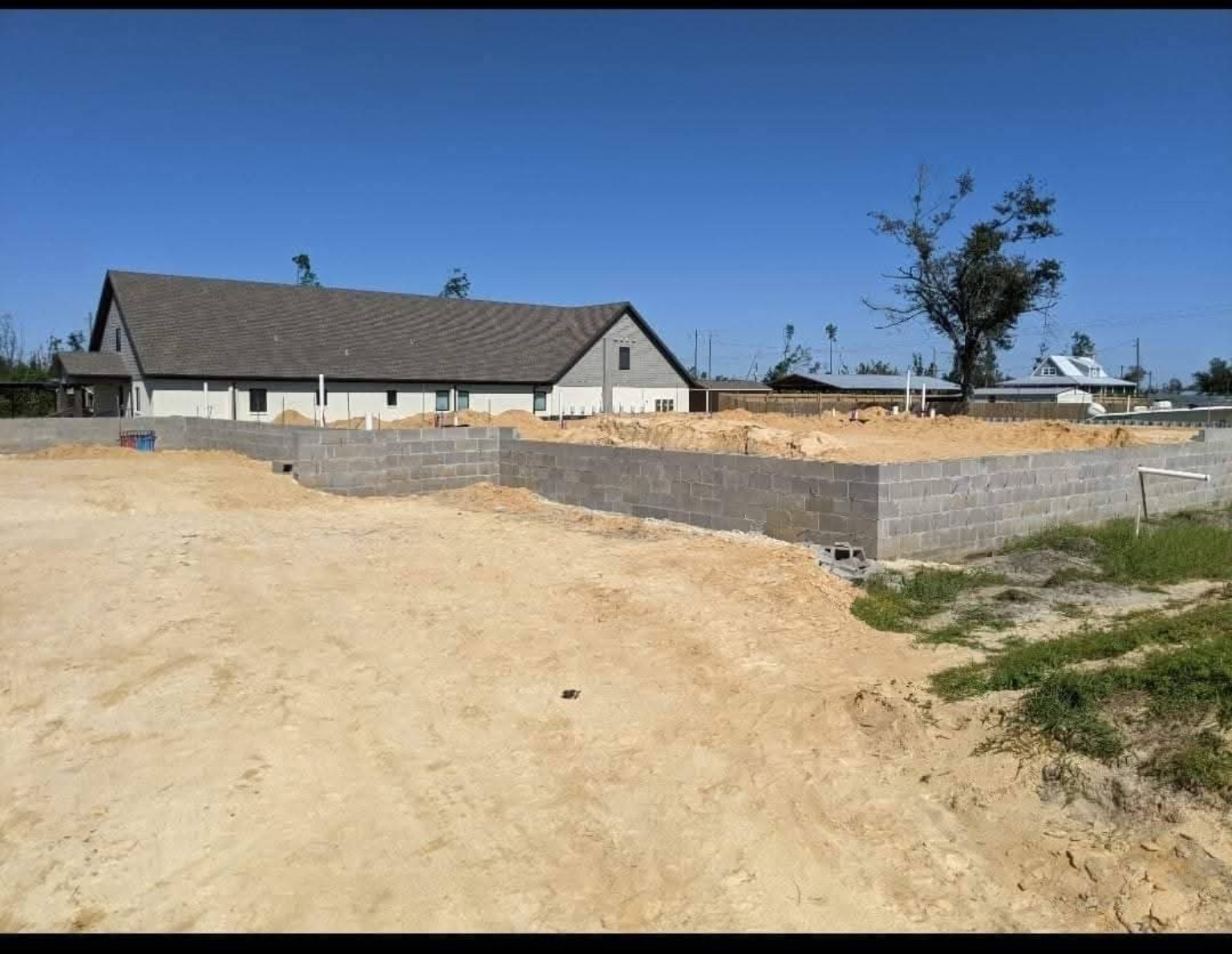 Building foundation and site preparation for new construction